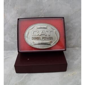 Cat Diesel Power Mens Belt Buckle Silver Vintage 1986 Pre-Owned
